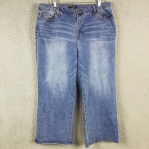 Daily Thread Womens Jeans Wide Leg Cropped Blue Denim Medium Wash High Plus 20W